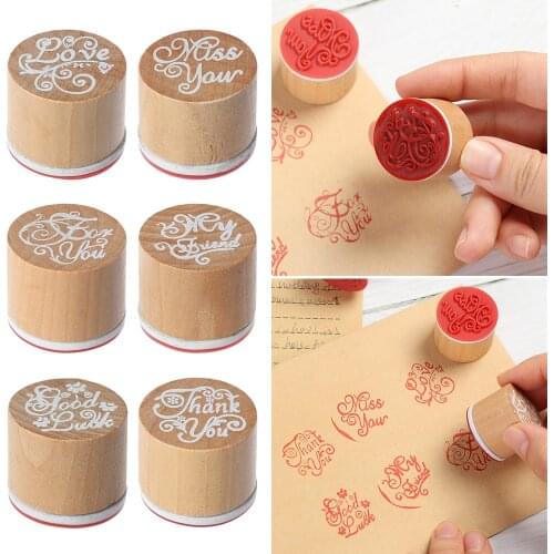 Fashion Wooden Rubber Stamp Blessing Greeting Words Scrapbooking Letter Stamp DIY Albums Daily Planner Decor Drawing Supplies