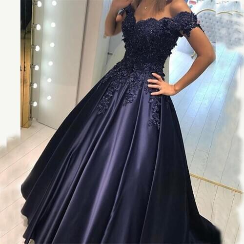 Fashion Quinceanera Dresses Off Shoulder Satin Formal Party Gowns Sweetheart Sequined Lace Applique Ball Gown Prom Dresses