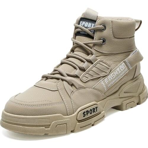 2021 Spring Mens Ankle Boots Men Casual Shoes Lace-Up Autumn Felt Waterproof Work Tooling Mens Boots Military Army Botas 39-44