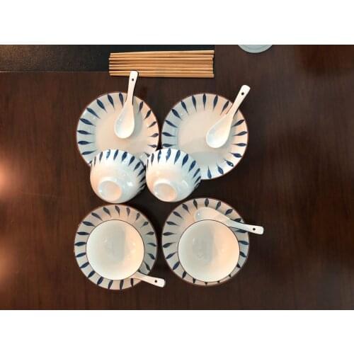 Dinner Plate Set Ceramic Kitchen Plate Tableware Set Food Pot Dishes Rice Salad Noodles Bowl Soup Kitchen Spoon Cook Tool