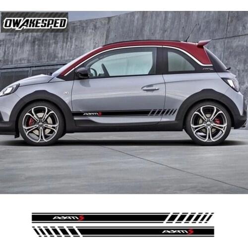 Car Door Side Skirt Stickers For Opel Adam S Black Jack Racing Sport Stripes Styling Auto Body Decor Vinyl Decals