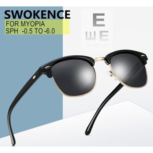 SWOKENCE Polarized Myopia Sunglasses Prescription -0.5 to -6.0 Women Men Colorful Lens Nearsighted Glasses For Astigmatism S501