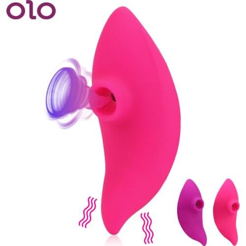 OLO Nipple Anal Vagina Sucker 12 Frequency Blowjob Oral Silicone Clitoris Stimulator Dildo Sucking Vibrator Sex Toy for Women