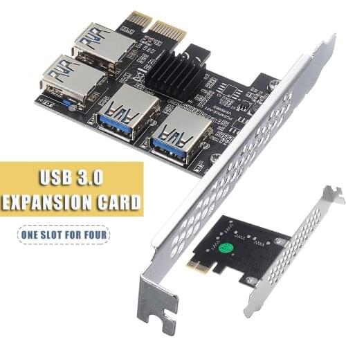 4 Ports PCIe Riser Adapter Board PCI-E 1x to 4 USB 3.0 PCI-E Riser Card High Quality Computer Connector Accessories