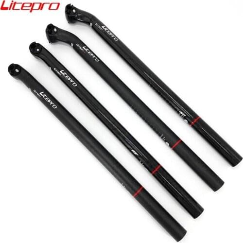 Litepro Carbon Fiber Seatpost 33.9mm 580mm Offset 5-25° BYA412 Folding Bike Seat Post Ultralight Saddle Post