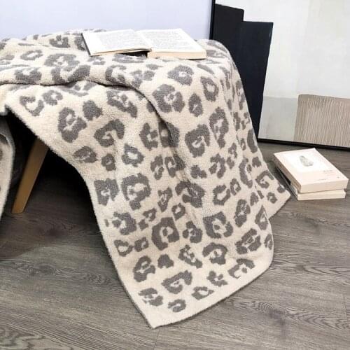 Simple and Soft Leopard-print Knitted Blanket Sofa Blanket Decorative Blanket Fleece Air-conditioning Blanket Warm Bed Blanket