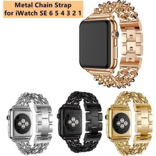 Stainless Steel Strap for Apple Watch Band Series 6 SE 5 4 3 2 1 Cowboy Chain Bracelet for iWatch 38 40 42 44mm Watchbands