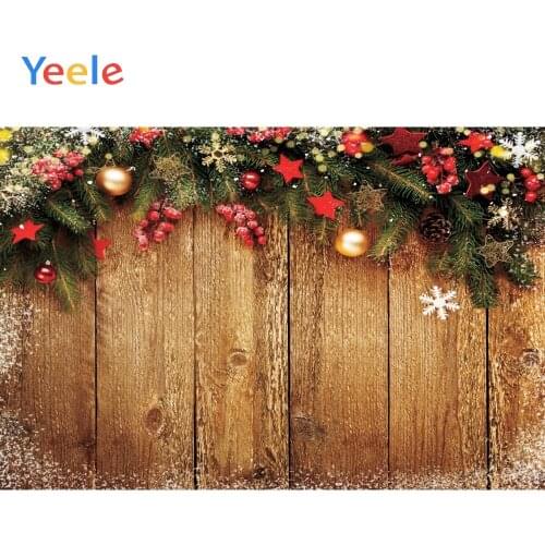 Christmas Wooden Floor Flower Ball Star Snow Baby Birthday Backdrop Photography Custom Photographic Background For Photo Studio
