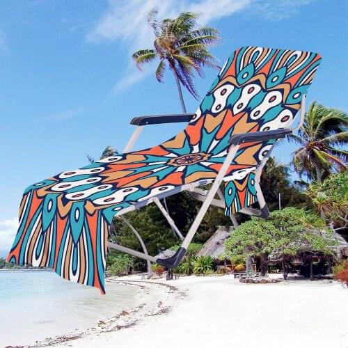 Geometric Printed Microfiber Sun Lounge Chair Beach Cover Towel Outdoor Holiday Garden Swim Pool Lazy Chair Towel With Pocket