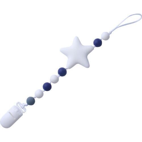 Silicone Baby Teether teething pacifier clips with Safe ABS beads Silicone pacifier chain Holder Nipples baby chew toys Teether