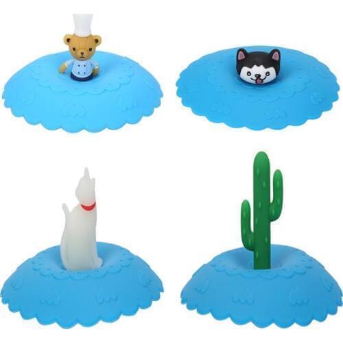 Silicone Cup Lids Driking Cup Lid Anti-dust Bowl Cover Heat Resistant Snowman Seals Glass Mugs Cap Kitchen tools Tea Cup Lids