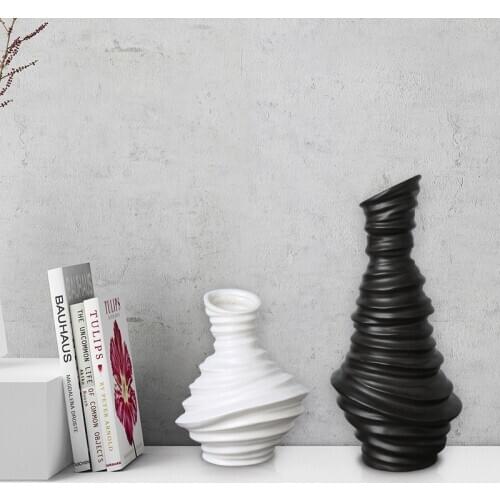 Modern Creative Artistical Ceramics Vase Living Room Abstract Thread Vases Nordic Decoration Home Flower Pot for Dried Flowers