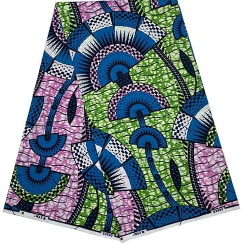 Ankara Style Real Wax Dye Prints Fabric 100%Cotton Soft Breathable African Nigerian Sewing Material For Dress 6 Yards S-P 7-06