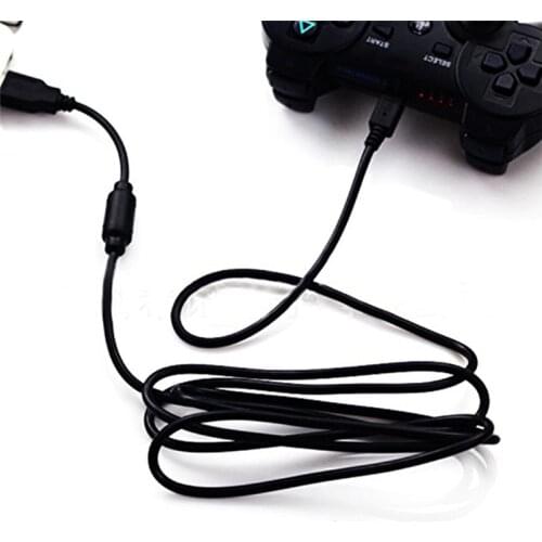 Black USB 2.0 5-Pin Data Charger Cable for Ps3 Game Wireless Controller Connect Computer Play And Charge 1.8M