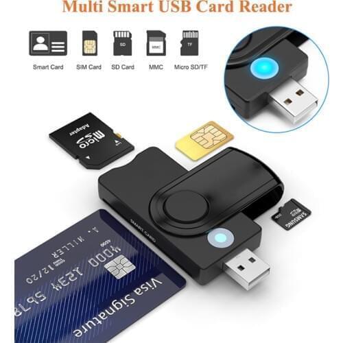 NEW USB 3.0 2.0 Smart Card Reader TF Micro SD Memory ID Bank EMV Electronic DNIE DNI Citizen SIM Cloner Connector Adapter