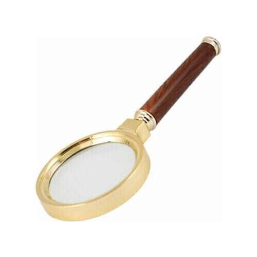 Brown Wooden Handle 60mm 3X Magnifying Glass Magnifier