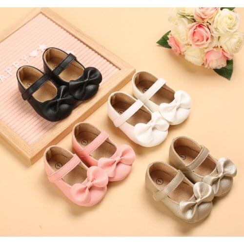Spring And Autumn Style Baby Lovely Bow Solid Color Flat Princess Shoes 0-18 Months Newbor prewalker Style Baby Walking Shoes
