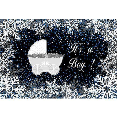 Its a boy snowflakes Backgrounds photography vinyl fotografia baby shower photo Backdrops for sparkle photo studio props G-1006
