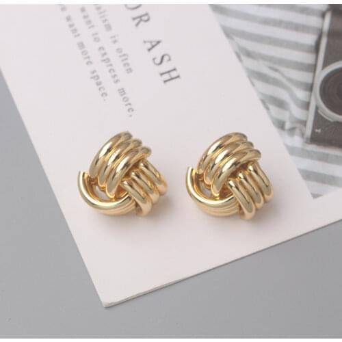 ZA Metal Twist Knot Unity Stud Earrings For Women Geometric Statement Brincos Maxi Punk Party Vintage Christmas Gifts Jewelry