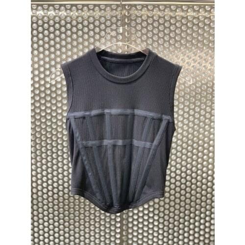 Women 2021 fashion new sleeveless sexy casual solid color fish bone rivet top 0404