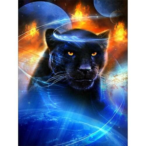 Animal Black Panther DIY Embroidery Cross Stitch 11CT Kits Needlework Craft Set Printed Canvas Cotton Thread Home Wholesale