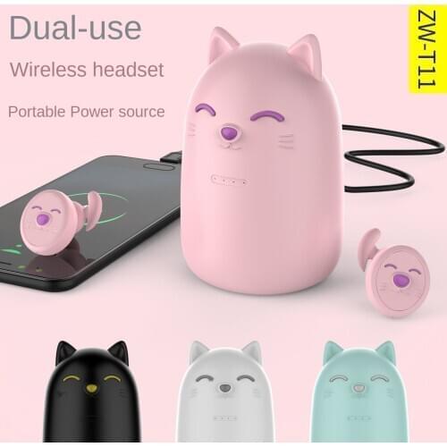 ZW-T11 Bluetooth Earphone Cartoon Wireless Earphones Rechargeable Bluetooth Headset with Microphone Hifi Headset Power Display