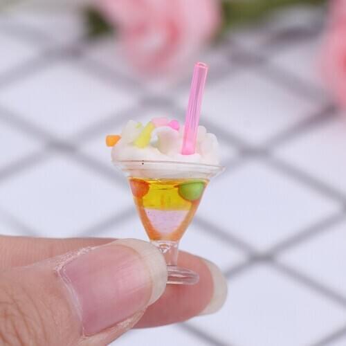 1pc Dollhouse Miniature Drink Ice Cream Cups Model Pretend Play Mini Food Fit Play House Toy Doll Accessories