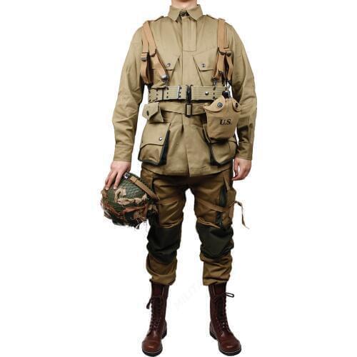 WW2 US Army Military ARMY M42 The soldiers COTTON FASHION Paratrooper uniform and BackPack Equipment Conbination and boots