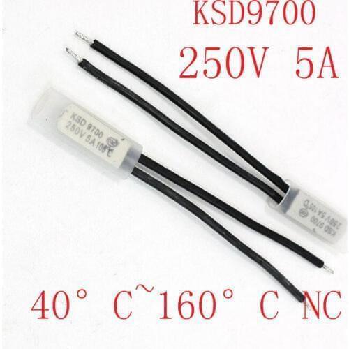2PCS KSD9700 250V 5A Bimetal Disc Temperature Switch N/C Thermostat Thermal Protector 40~135 degree centigrade