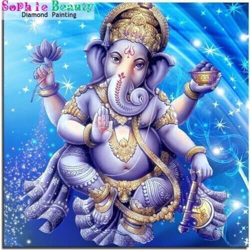 5D DIY Diamond Painting Ganesha Buddha Full Rhinestone Embroidery Pictures Elephant God Icons Cross Stitch Set Home Decor 20A042