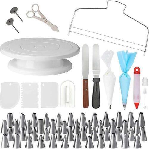 73 pcs Cake Decorating Tool Kit Baking Fondant Supplies Reusable Pastry Bag Nozzle Cream Scraper Cake Cut Tools Sets