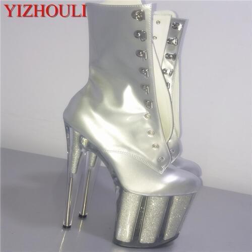 Sexy Knights 8 "high heel ankle boot, autumn/winter 20cm silver sparkly pole dancing ankle boot
