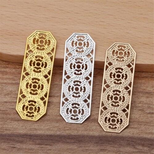 SIXTY TOWFISH 20 Pieces 15*47mm DIY Jewelry Accessories Handmade Materials Charms Brass Flower Filigree Flower Slice
