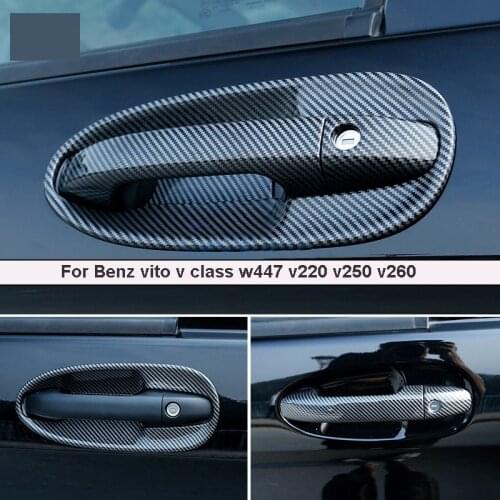 For Mercedes Benz Vito V Class V250 W447 2014-2020 Carbon Fiber Door Handle Cover and Bowl Insert Trim Car Styling Accessories