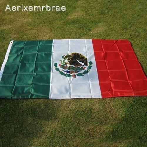 Free Shipping aerlxemrbrae flag NEW 3x5 feet Mexico Nation flag Home decoration Outdoor polyester Mexico flag