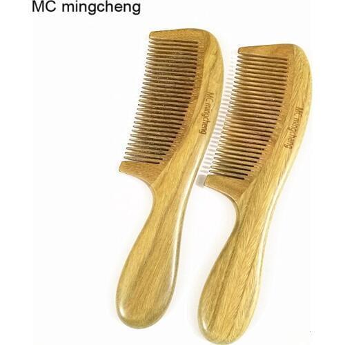 MC Brand Handmade 20cm No Static Green Sandalwood Hair Comb Beard Mustache Comb Beauty Hair Combs Care Maquiagem Beauty 20-2