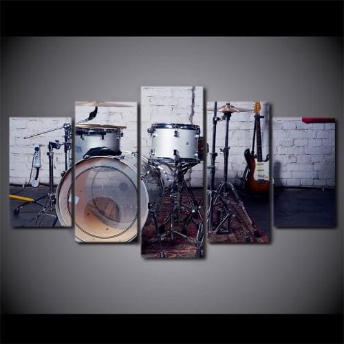 HD Home Decoration Modular Wall Art Posters 5 Panel Music Drum For Living Room Printed Modern Painting Canvas Pictures Frame