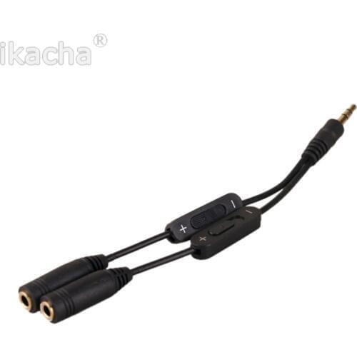 1pc 3.5mm Stereo Cable Pro Audio Headphone Male To 2 Female Y Splitter Cable Volume Control