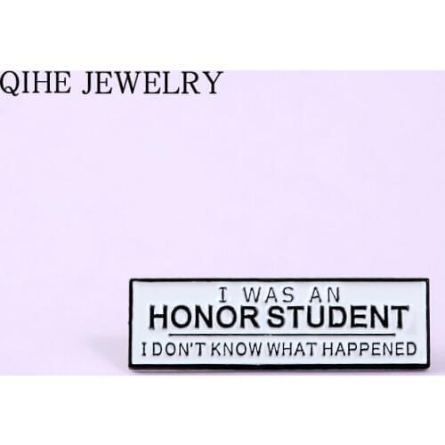 Comic Slogan Enamel Pin Rectangle Simple Text Brooch Backpack Hat Clothes Metal Badge Lapel Pins Graduation Gift For Friends