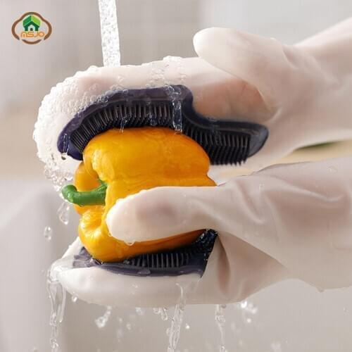 MSJO Dishwashing Gloves Cleaning Kitchen Products Magic Silicone Dish Brush Kitchen Cleaner Gloves Scrubbing Silicone Gloves