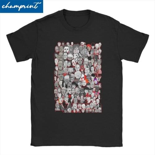 Men Women Titans Of Horror T Shirts Halloween Slasher Scary Zombies Monsters Collage Cult Movie Crewneck Tees Printing T-Shirts