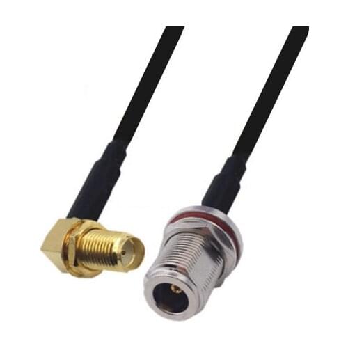 N Female with nut bulkhead to SMA Female Right Angle RF pigtail RG174 Jumper cable