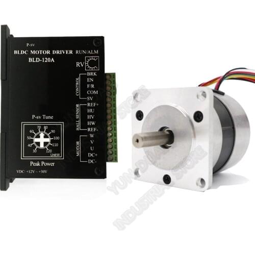 Brushless Motor Driver Kits 69W Nema23 24V DC BLDC 57mm 0.22Nm 31.5Oz-in Hall Drive 8A 57 Adjustable Speed 3000RPM PWM 3PH