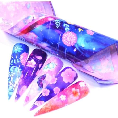 Nail Foils Marble/Flower Series Nail Art Transfer Sticker Paper Pink Blue Foils Bright Marble DIY Design Decoration