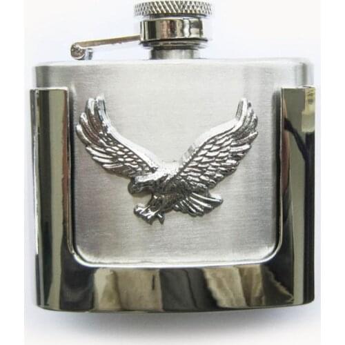 New JEANS FRIEND Classic Fly Eagle 2 oz Stainless Steel Flask Belt Buckle also Stock in US