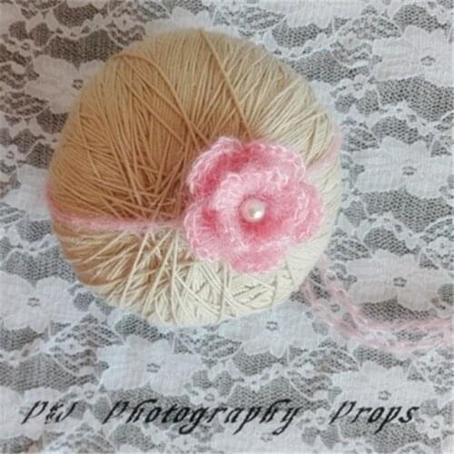 Newborn tieback baby girl mohair headband newborn flower tieback headband Photography props