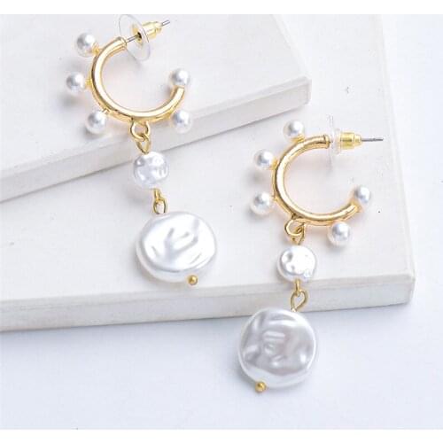 New Baroque Irregular Imitation Pearl Earrings Fashion Vintage Jewelry Gold Rhodium Metal Punk Accessories For Women Girls