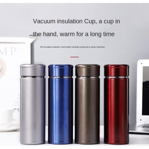 The new business car mounted straight thermos portable double layer vacuum insulation bottle travel sports high end Thermoses
