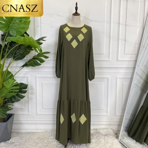 New Muslim Dress For Women Clothing Elegant Print Dress Evening Long Crewneck Dress Abaya High Quality