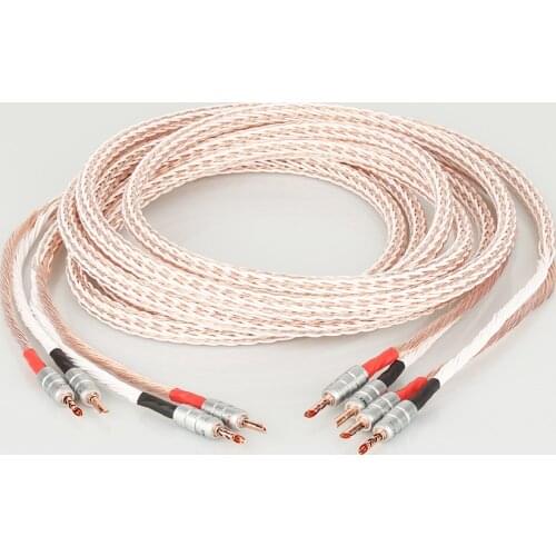 Pair 12TC Hifi Speaker Cable High Quality Pure OCC Speaker Wire With BFA Banana Jack